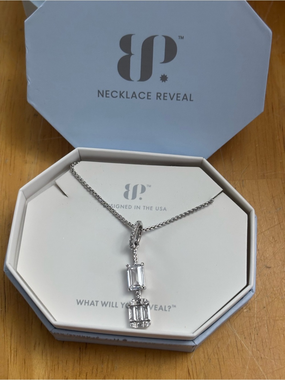 BP Silver Clear Crystal Drop Necklace